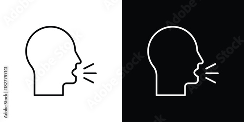 Cough icons set with editable black and white stroke line style for ui designs