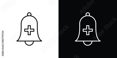Cowbell circle plus icons set with editable black and white stroke line style for ui designs