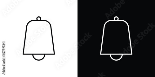 Cowbell icons set with editable black and white stroke line style for ui designs