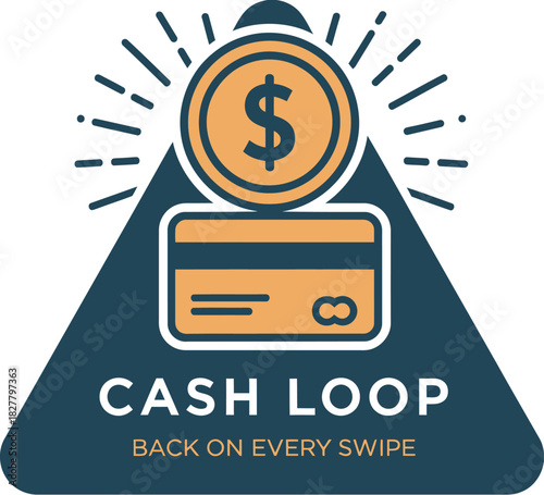 Cash loop rewards program with coin and credit card vector illustration 