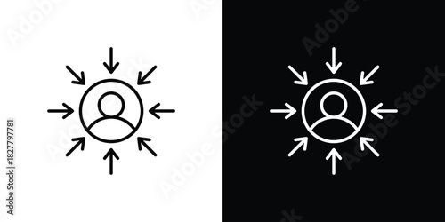 Customer centricity icons set with editable black and white stroke line style for ui designs