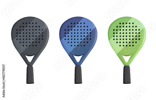 Padel Racket set 3D vector illustration, can use for Pictogram, Logo, Apps, Sport News, Website, Icon, Symbol, Sign