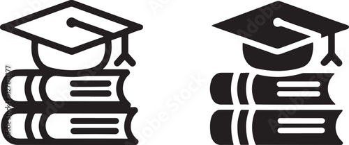 Graduation Cap On Stack Of Books Symbolizing Education And Knowledge mortarboard