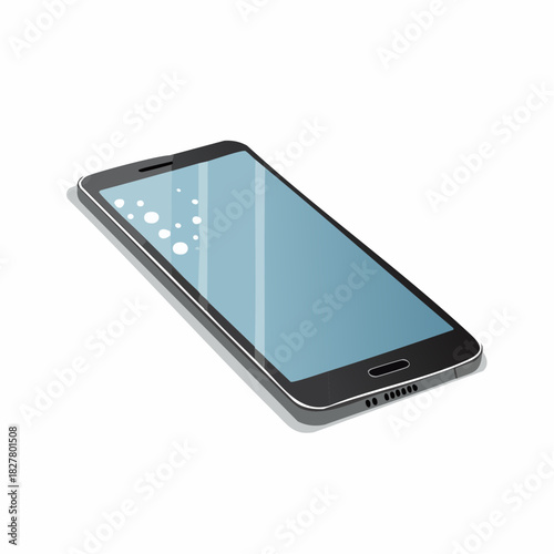 スマートフォン画面の保護ガラスフィルムに入った気泡のベクターイラスト　失敗、トラブル