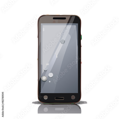 スマートフォン画面の保護ガラスフィルムに入った気泡のベクターイラスト　失敗、トラブル