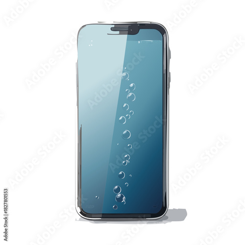 スマートフォン画面の保護ガラスフィルムに入った気泡のベクターイラスト　失敗、トラブル