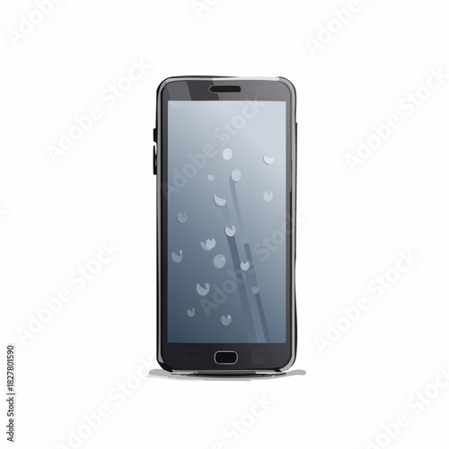 スマートフォン画面の保護ガラスフィルムに入った気泡のベクターイラスト　失敗、トラブル