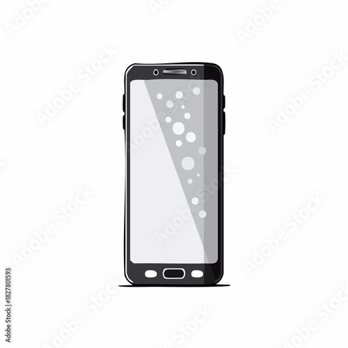 スマートフォン画面の保護ガラスフィルムに入った気泡のベクターイラスト　失敗、トラブル