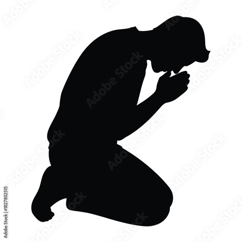 Kneeling Person Praying Silhouette - Spirituality, Worship & Supplication