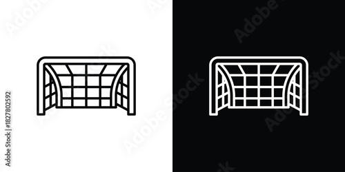 Goal net icons set with editable black and white stroke line style for ui designs