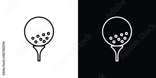 Golf ball icons set with editable black and white stroke line style for ui designs