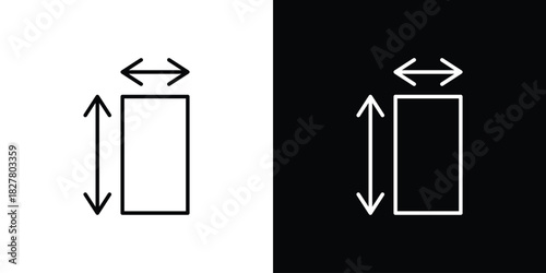 Height and width icons set with editable black and white stroke line style for ui designs