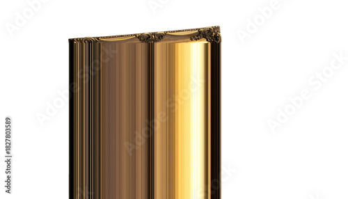 Macro Close Up of Polished Golden Metal Drill Bit Cutting Edge on White Background