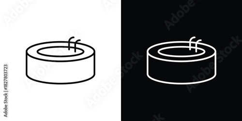 Hot tub icons set with editable black and white stroke line style for ui designs