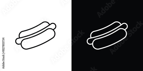 Hotdog icons set with editable black and white stroke line style for ui designs