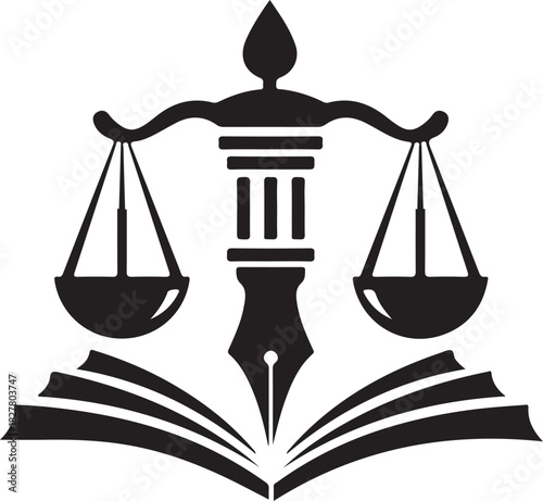 The legal concept and symbol of justice is illustrated by the vector icon of a gold balance scale