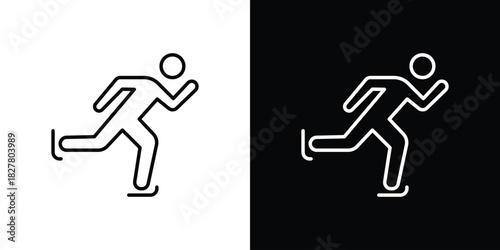 Ice skate icons set with editable black and white stroke line style for ui designs