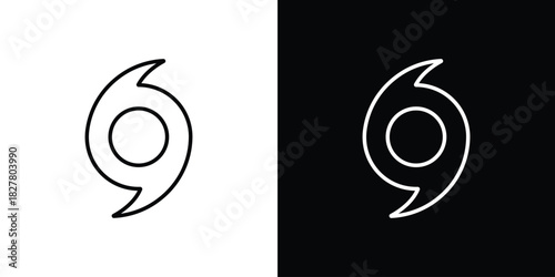 Hurricane icons set with editable black and white stroke line style for ui designs
