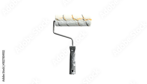 Paint Roller Tool with Light Colored Coating Isolated on White Background