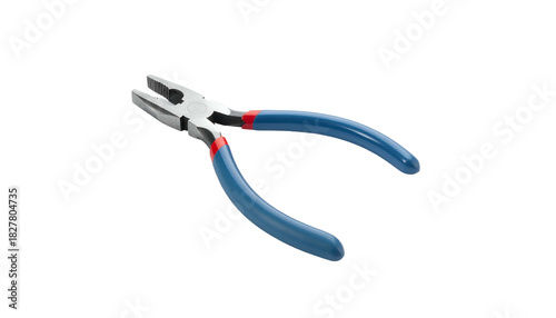 Isolated Pliers with Blue Ergonomic Handles on White Background