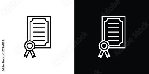 License icons set with editable black and white stroke line style for ui designs