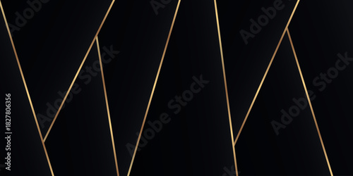Black background with a luxurious and modern design of geometric shapes and gold lines. Premium background concept for business, award certificates, presentations and greeting cards. VOL. 4