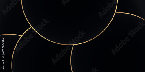 Black background with a luxurious and modern design of geometric shapes and gold lines. Premium background concept for business, award certificates, presentations and greeting cards. VOL. 3
