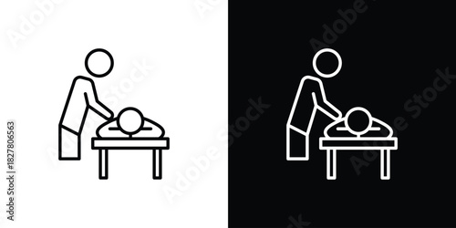 Massage icons set with editable black and white stroke line style for ui designs