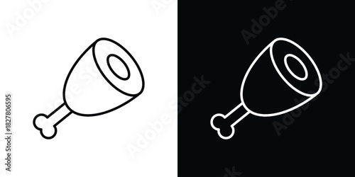 Meat icons set with editable black and white stroke line style for ui designs