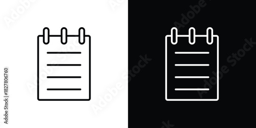 Memo Pad icons set with editable black and white stroke line style for ui designs