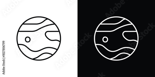 Mercury icons set with editable black and white stroke line style for ui designs