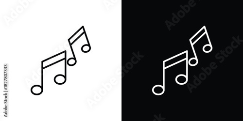 Music icons set with editable black and white stroke line style for ui designs