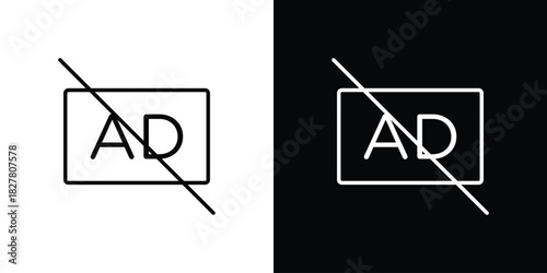 No audio description icons set with editable black and white stroke line style for ui designs