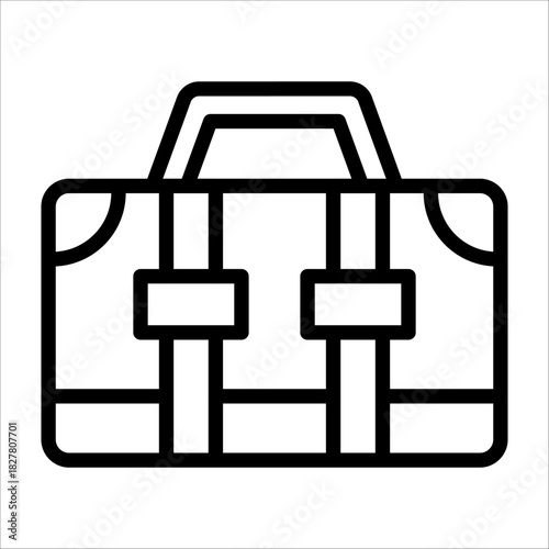 Single travel suit case icon with black line style for design element or coloring book element