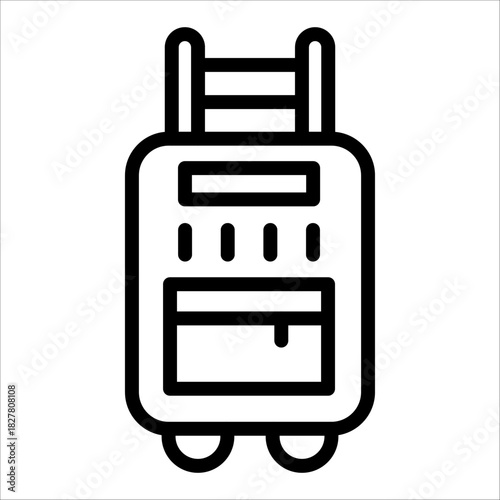 Single travel bag icon with black line style for design element or coloring book element