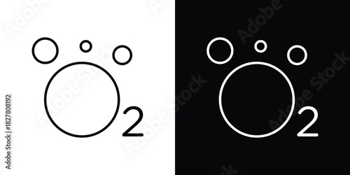 Oxygen O2 icons set with editable black and white stroke line style for ui designs