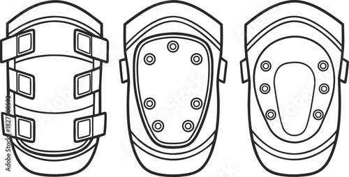 Elbow Pad Design in Clean Outline. Protective Elbow Pad Illustration. Sports Elbow Pad Outline Design. Safety Elbow Pad Line Art. Modern Elbow Pad Gear Design. Athletic Simple Elbow Pad Outline Style