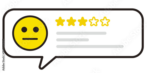 感情での評価。顔文字のアイコン。絵文字のフィードバック。良い、普通のレビュー。
