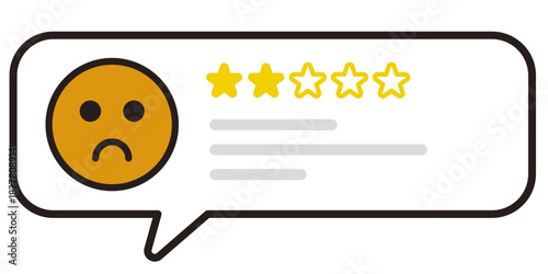 感情での評価。顔文字のアイコン。絵文字のフィードバック。悪い、不満などのレビュー。