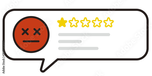 感情での評価。顔文字のアイコン。絵文字のフィードバック。悪い、不満などのレビュー。