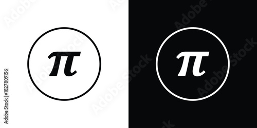 Pi icons set with editable black and white stroke line style for ui designs