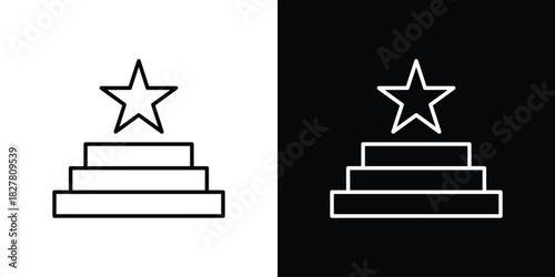 Podium star icons set with editable black and white stroke line style for ui designs