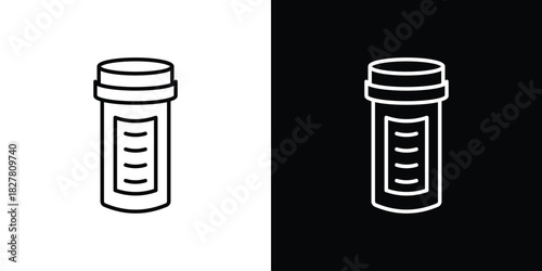Prescription bottle icons set with editable black and white stroke line style for ui designs