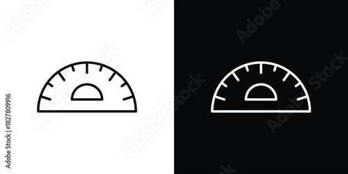 Protractor icons set with editable black and white stroke line style for ui designs