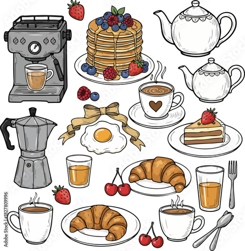 Delicious Breakfast & Coffee Vector Set