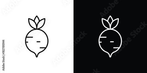 Radish icons set with editable black and white stroke line style for ui designs