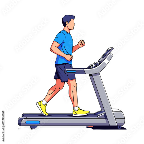 man walking on treadmill, indoor exercise, sportswear workout, cardio training, fitness routine, bright room interior, large windows, indoor plants, home gym setup, healthy lifestyle, treadmill workou