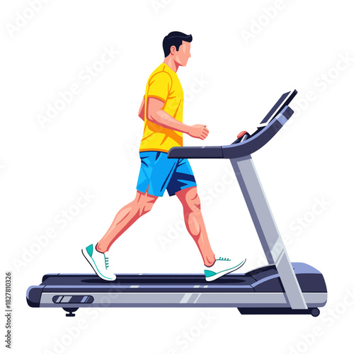 man walking on treadmill, indoor exercise, sportswear workout, cardio training, fitness routine, bright room interior, large windows, indoor plants, home gym setup, healthy lifestyle, treadmill workou