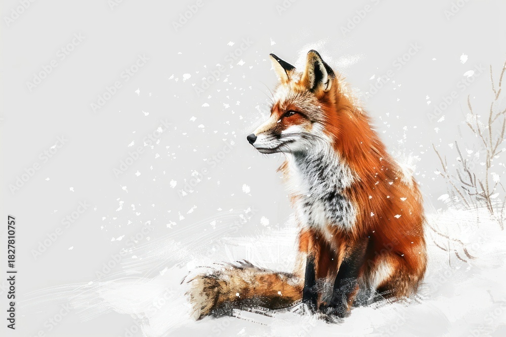 Fototapeta premium A winter fox wildlife kangaroo wallaby.