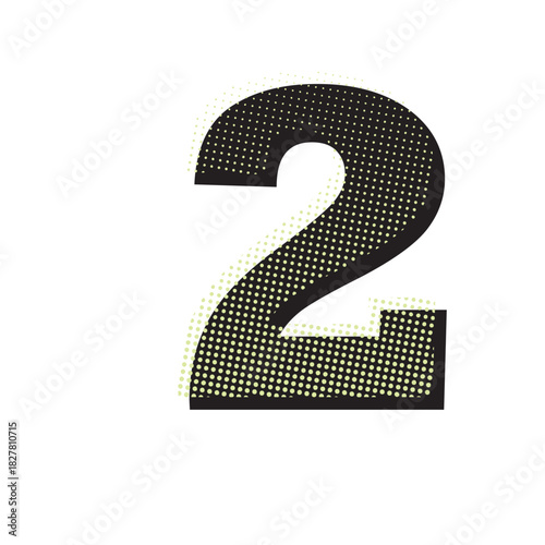 The Number Two with a Dotted Pattern on a White Background.